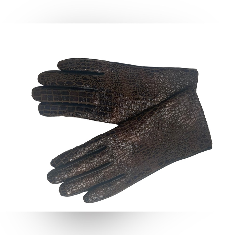 GII NWT brown black reptile print cold weather driving dress contemporary gloves